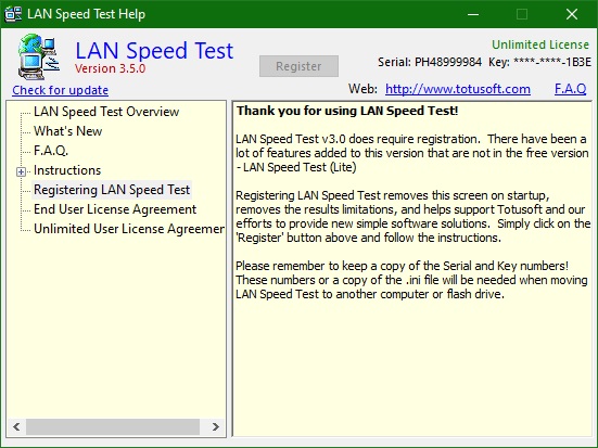 LAN Speed Test key скачать