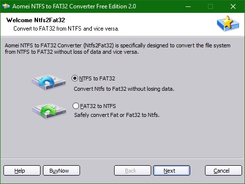 AOMEI NTFS to FAT32 Converter